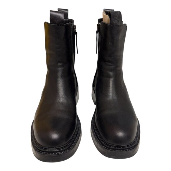 Zara Black Ankle Leather Boot (8) - Picture 3 of 6